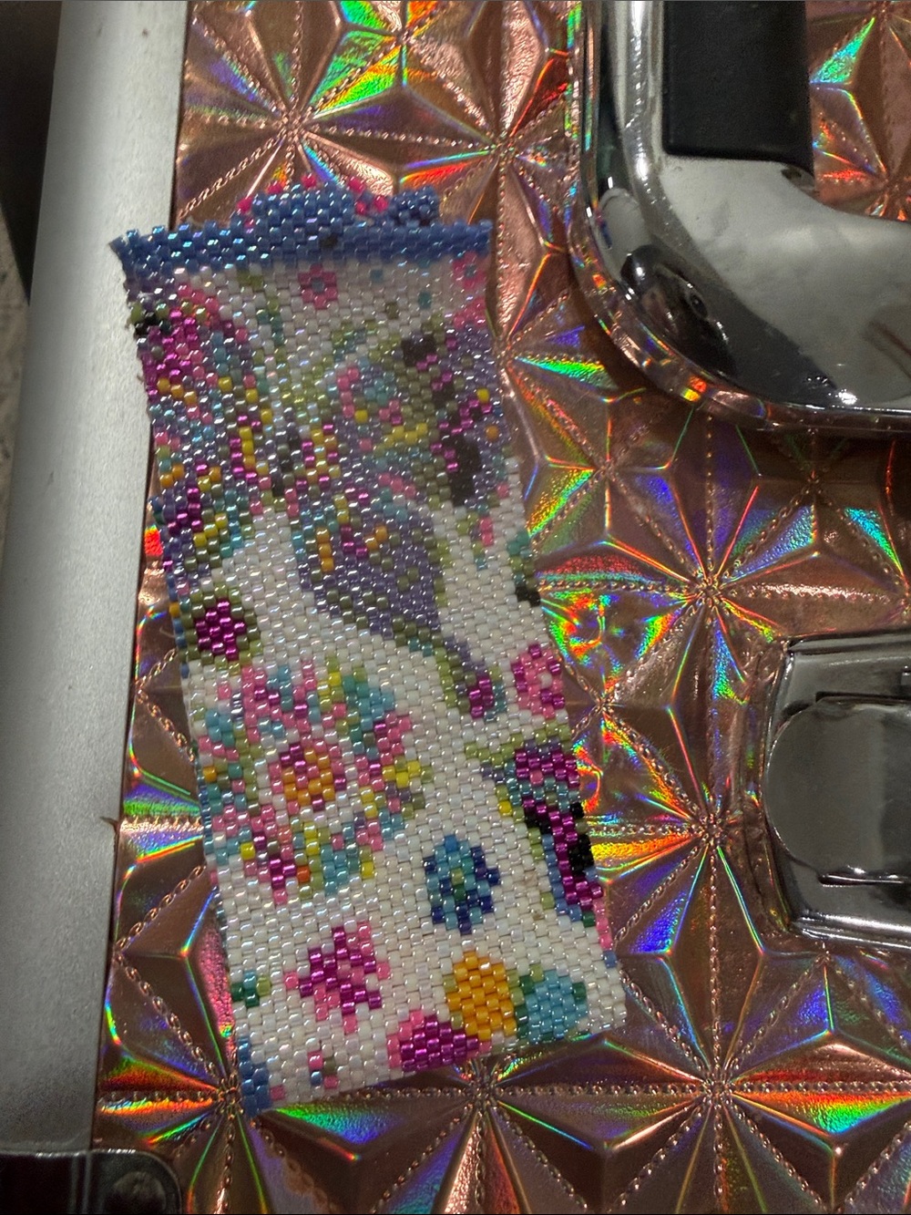 Handcrafted Multicolor Seed Bead Bracelet - Floral Pattern